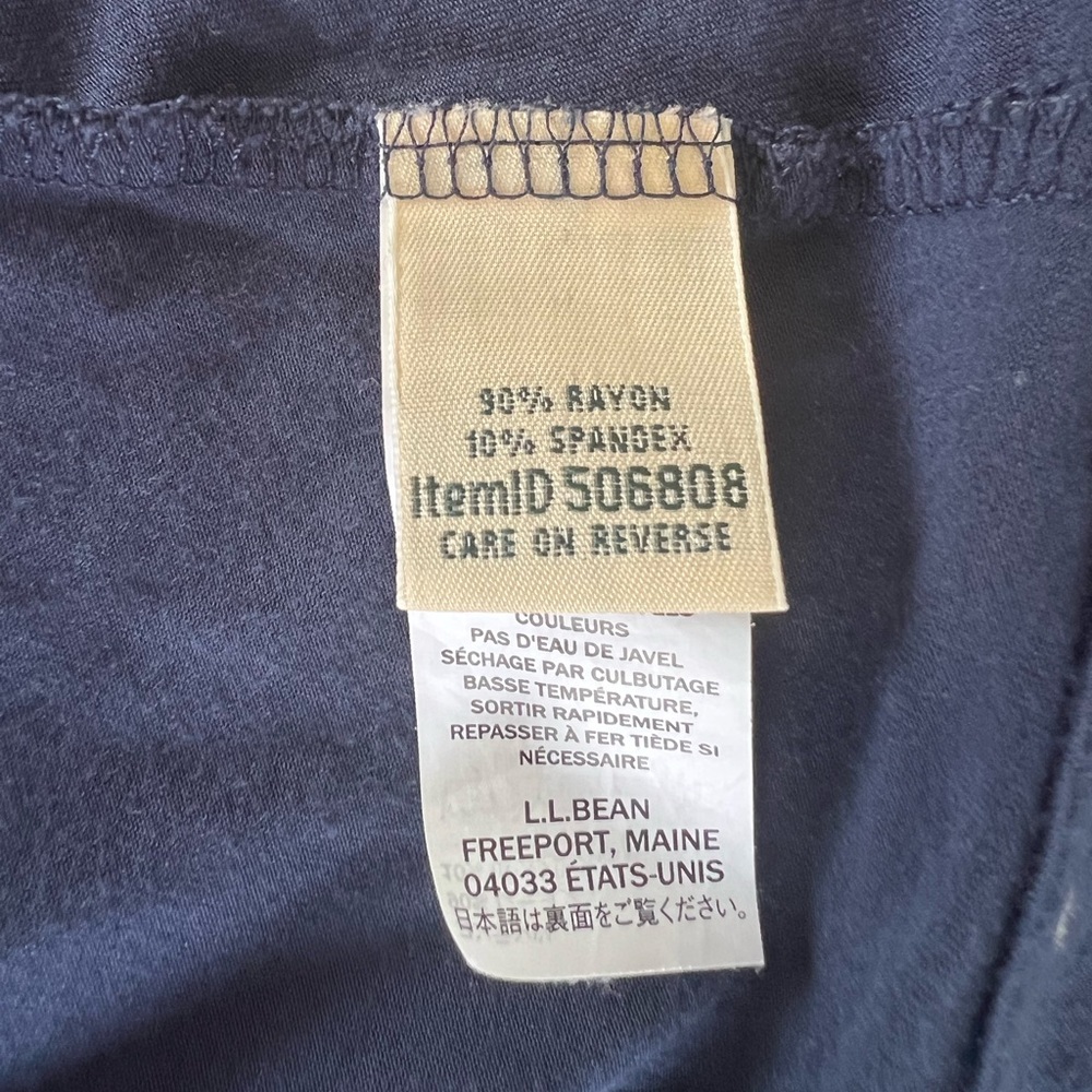 LL Bean Sz M REG Navy White Dot Stretch Boho Coastal Relaxed Nautical Leisure - Picture 15 of 16
